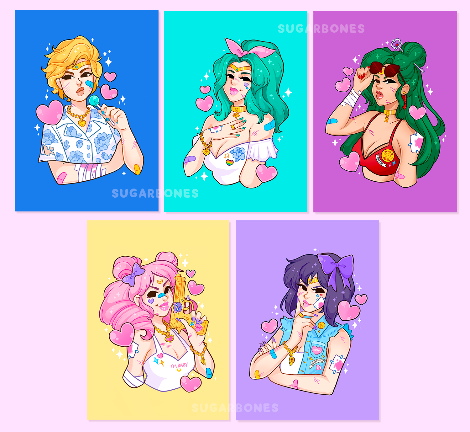 Beat Em Up Outer Sailor Senshi 5 x 7 Prints