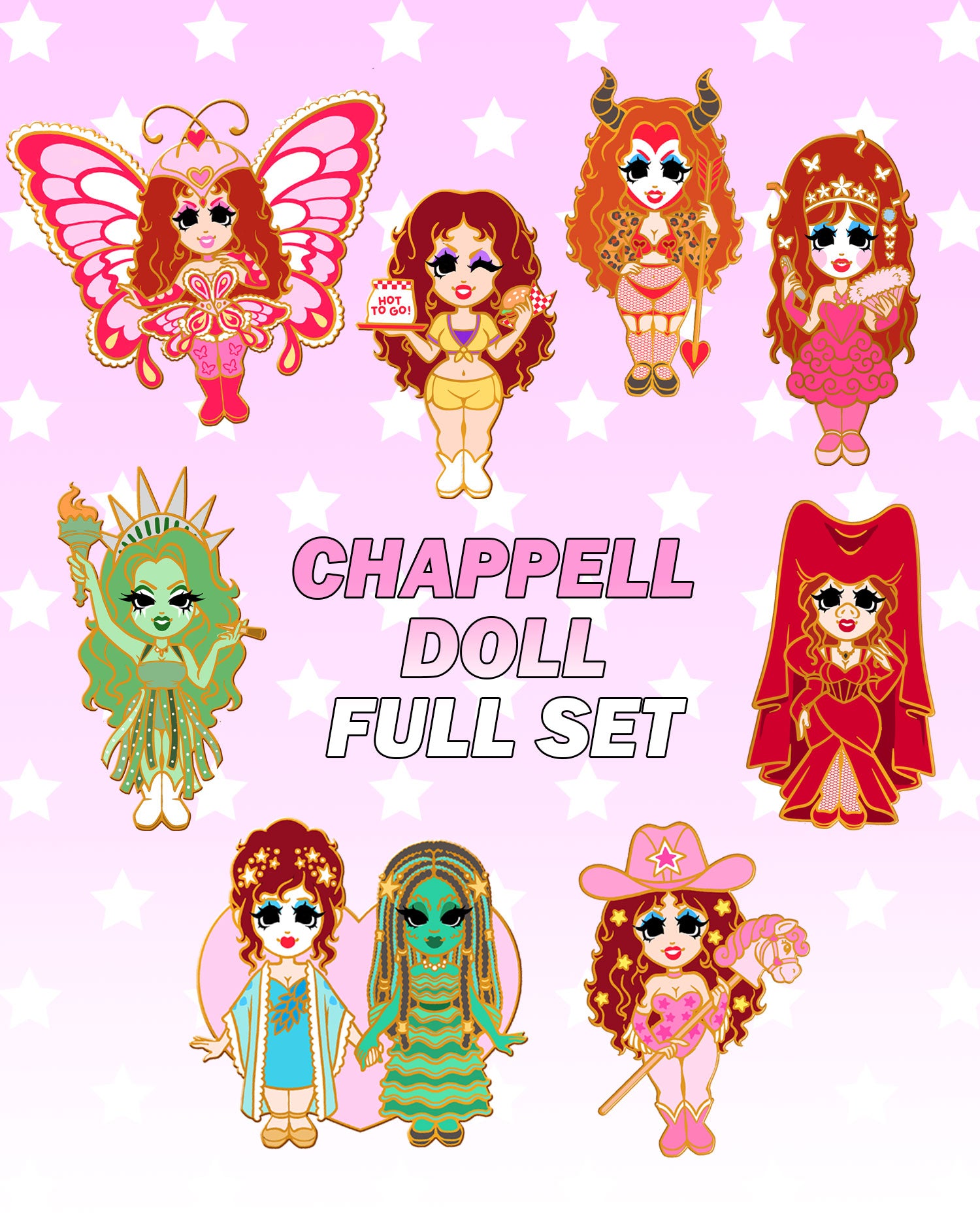 Chappell Doll Full Set | Enamel Pins