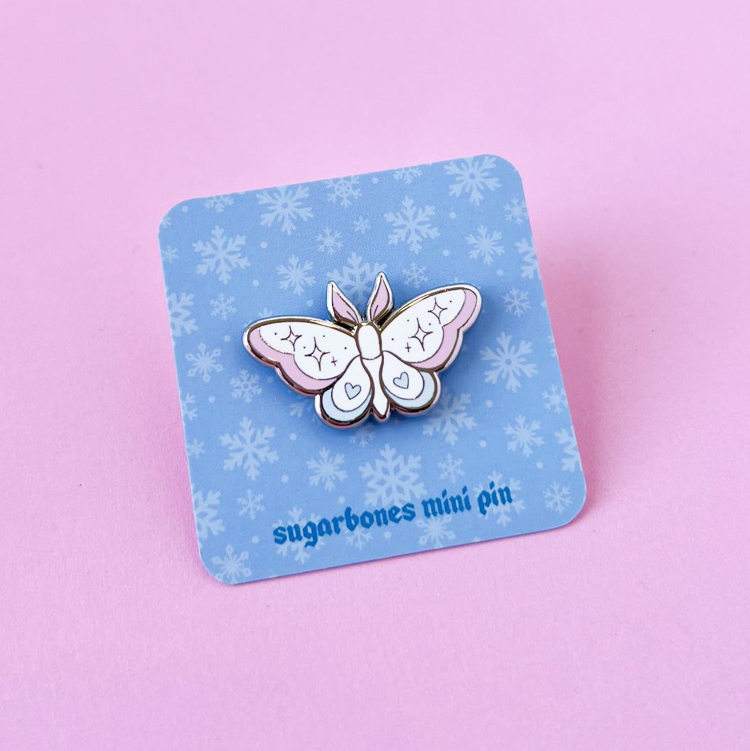 Snow Moth Enamel Mini Pin