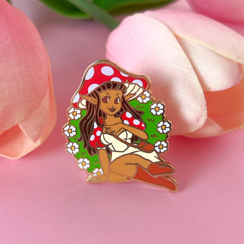 Mushroom Elf Enamel Pin
