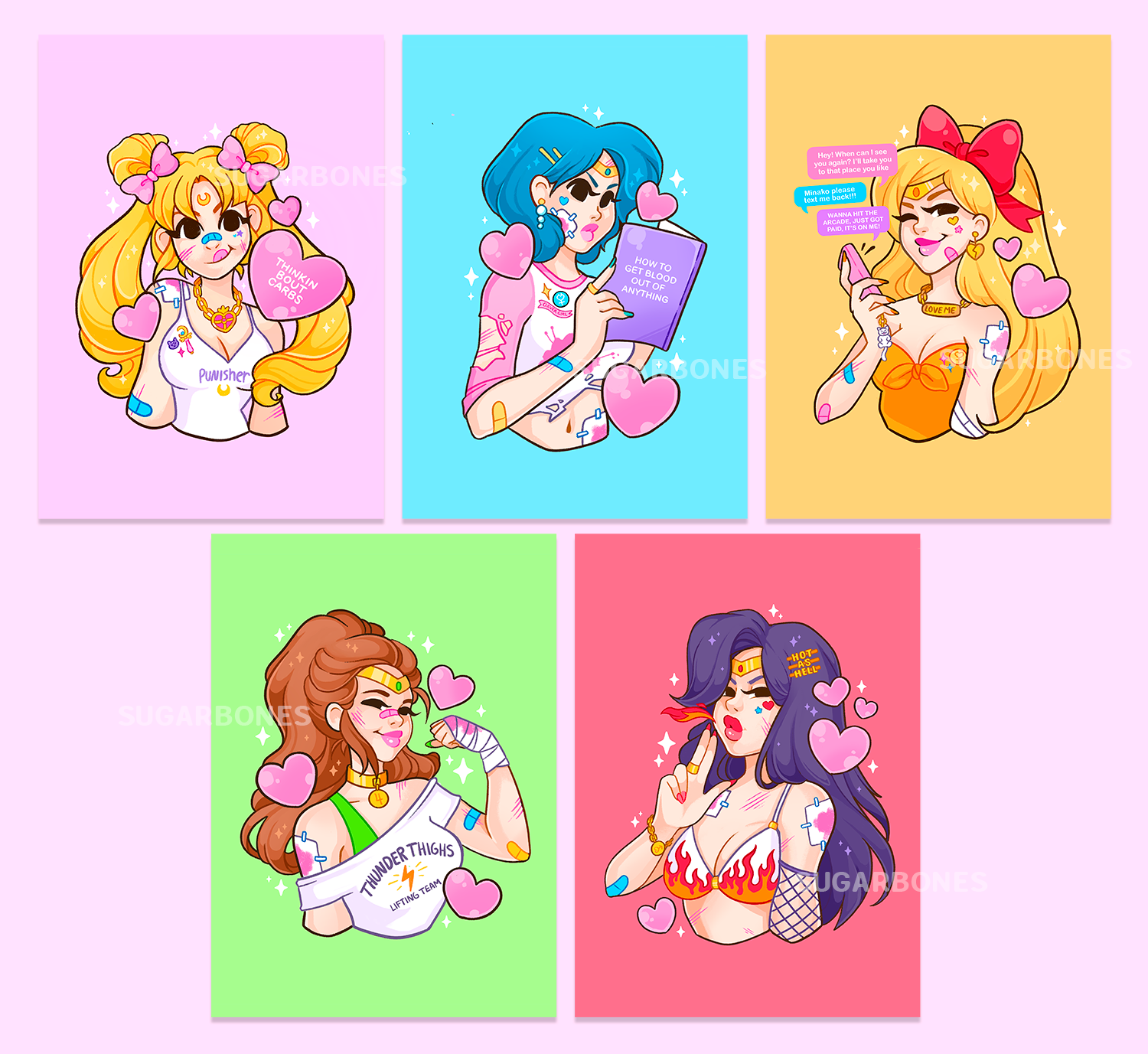 Beat Em Up Sailor Senshi 5 x 7 Prints